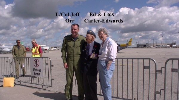 L/Col Jeff Orr & Ed & Lois Carter-Edwards at Hamilton Airport