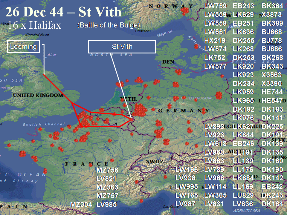 December 26, 1944 raid route