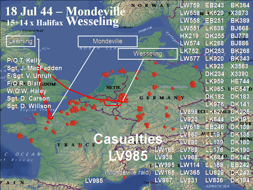 July 18, 1944 raid route