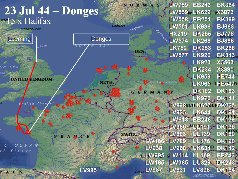 July 23, 1944 raid route