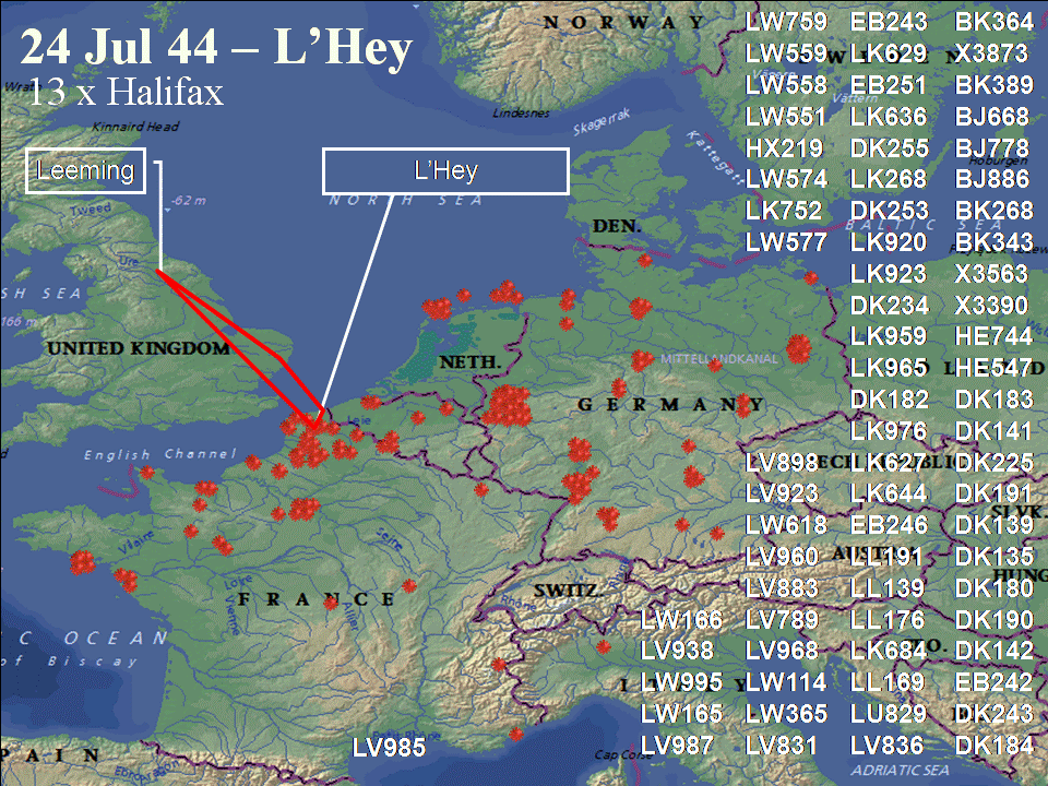 July 15, 1944 raid route