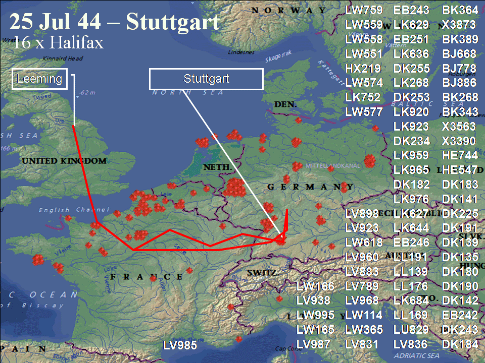 July 16, 1944 raid route
