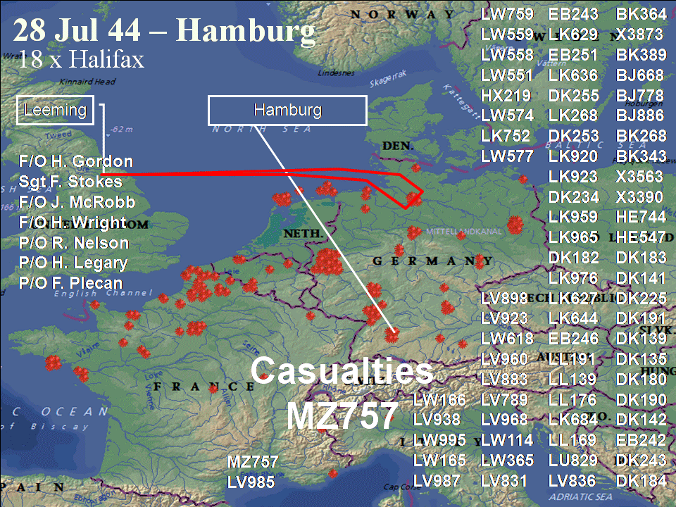 July 17, 1944 raid route