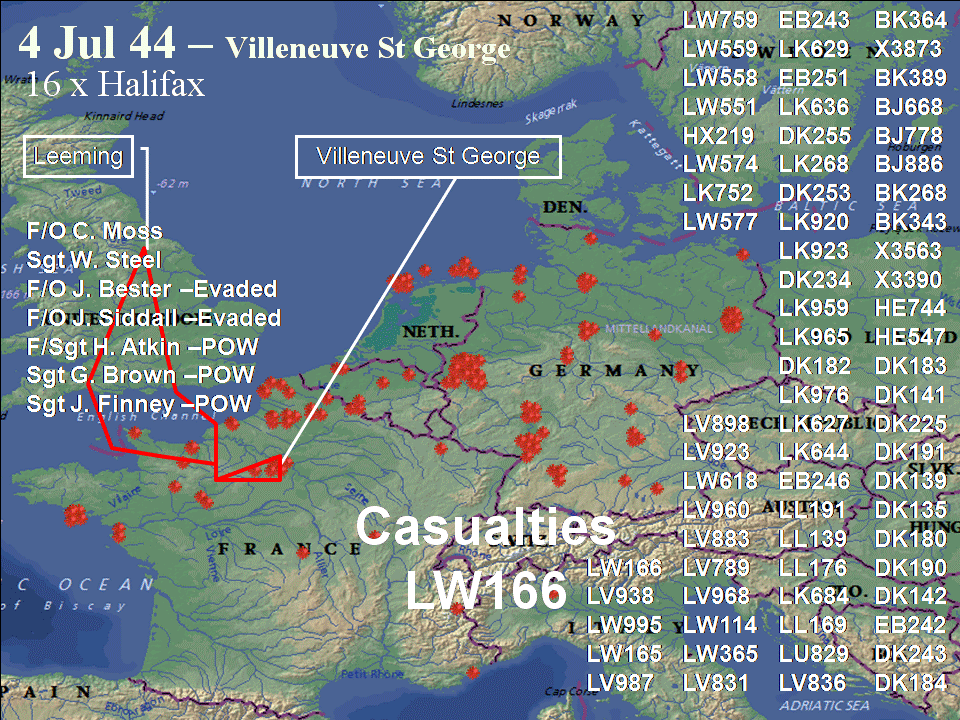 July 4, 1944 raid route