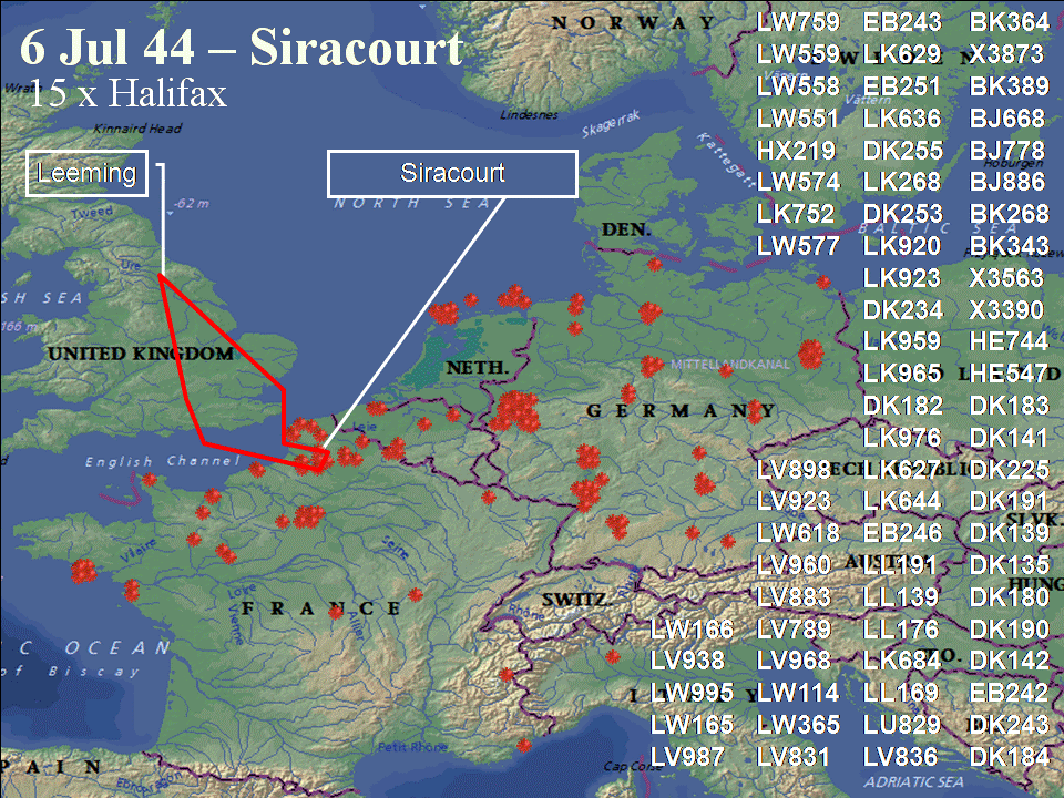 July 6, 1944 raid route