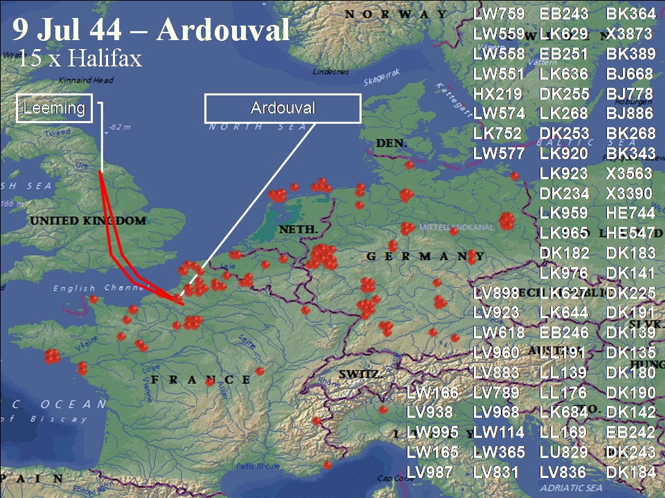 July 9, 1944 raid route