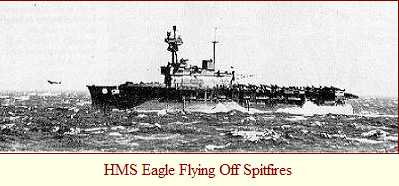 HMS Eagle and Spitfire taking off
